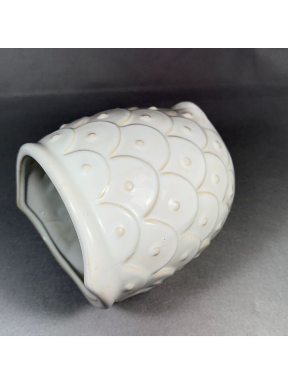 White Ceramic Owl Utensil Holder Crock Embossed Boho Farmhouse Kitchen Decor - Picture 14 of 16